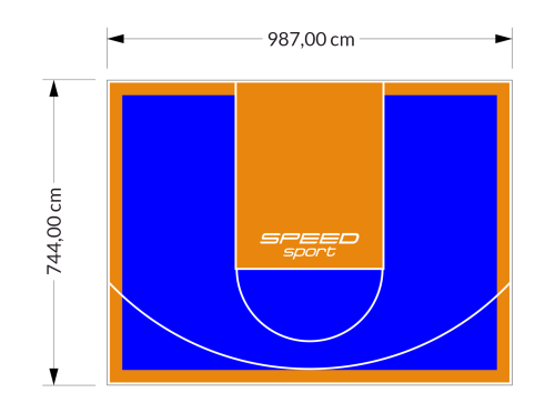 73M2/744X987CM NIEBIESKO-POMARAŃCZOWE BOISKO DO KOSZYKÓWKI SPEEDSPORT HEXA POWER PRO