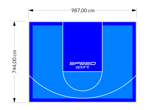 73M2/744X987CM BŁĘKITNO-NIEBIESKIE BOISKO DO KOSZYKÓWKI SPEEDSPORT HEXA POWER PRO