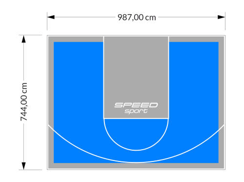 73M2/744X987CM BŁĘKITNO-SZARE BOISKO DO KOSZYKÓWKI SPEEDSPORT HEXA POWER PRO