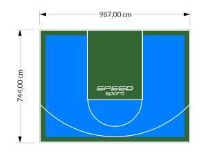 73M2/744X987CM BŁĘKITNO-ZIELONE BOISKO DO KOSZYKÓWKI SPEEDSPORT HEXA POWER PRO