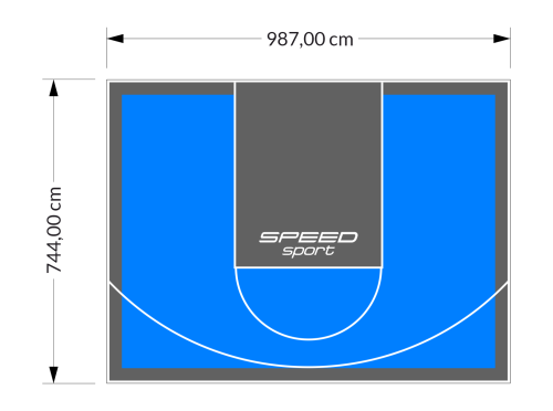 73M2/744X987CM BŁĘKITNO-GRAFITOWE BOISKO DO KOSZYKÓWKI SPEEDSPORT HEXA POWER PRO