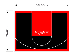 73M2/744X987CM CZARNO-CZERWONE BOISKO DO KOSZYKÓWKI SPEEDSPORT HEXA POWER PRO