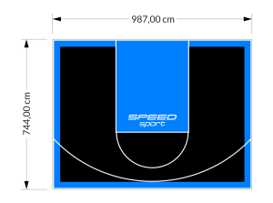 73M2/744X987CM CZARNO-BŁĘKITNE BOISKO DO KOSZYKÓWKI SPEEDSPORT HEXA POWER PRO