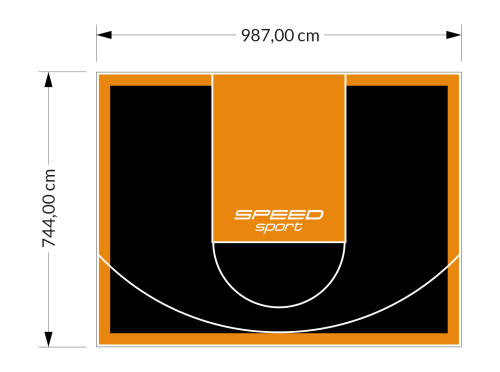 73M2/744X987CM CZARNO-POMARAŃCZOWE BOISKO DO KOSZYKÓWKI SPEEDSPORT HEXA POWER PRO