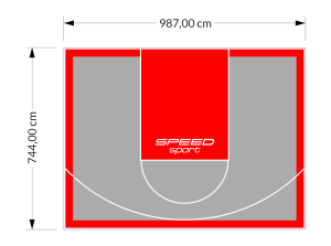 73M2/744X987CM SZARO-CZERWONE BOISKO DO KOSZYKÓWKI SPEEDSPORT HEXA POWER PRO