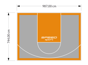 73M2/744X987CM SZARO-POMARAŃCZOWE BOISKO DO KOSZYKÓWKI SPEEDSPORT HEXA POWER PRO