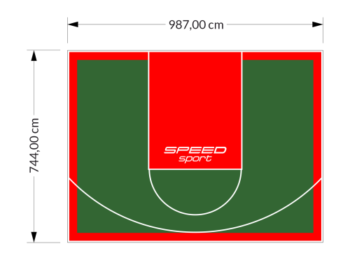 73M2/744X987CM ZIELONO-CZERWONE BOISKO DO KOSZYKÓWKI SPEEDSPORT HEXA POWER PRO