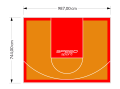 73M2/744X987CM POMARAŃCZOWO-CZERWONE BOISKO DO KOSZYKÓWKI SPEEDSPORT HEXA POWER PRO