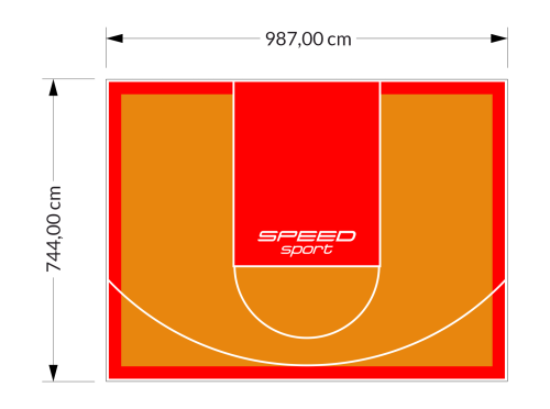 73M2/744X987CM POMARAŃCZOWO-CZERWONE BOISKO DO KOSZYKÓWKI SPEEDSPORT HEXA POWER PRO
