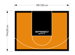 73M2/744X987CM POMARAŃCZOWO-CZARNE BOISKO DO KOSZYKÓWKI SPEEDSPORT HEXA POWER PRO