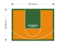 73M2/744X987CM POMARAŃCZOWO-ZIELONE BOISKO DO KOSZYKÓWKI SPEEDSPORT HEXA POWER PRO