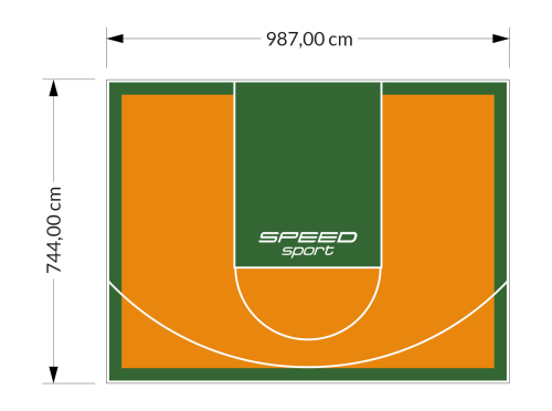 73M2/744X987CM POMARAŃCZOWO-ZIELONE BOISKO DO KOSZYKÓWKI SPEEDSPORT HEXA POWER PRO