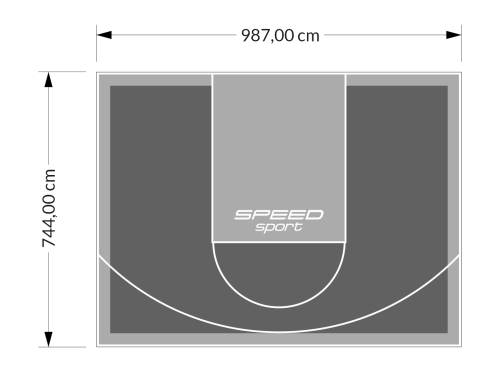 73M2/744X987CM GRAFITOWO-SZARE BOISKO DO KOSZYKÓWKI SPEEDSPORT HEXA POWER PRO