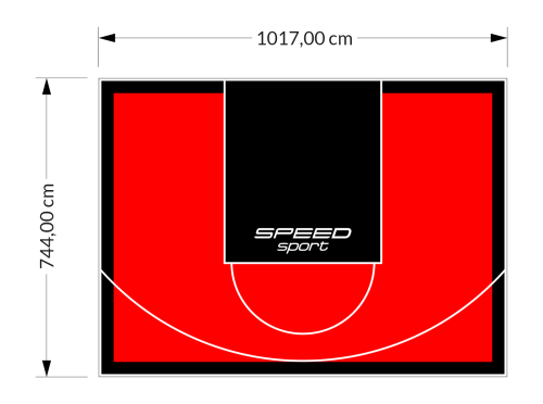 76M2/744X1017CM CZERWONO-CZARNE BOISKO DO KOSZYKÓWKI SPEEDSPORT HEXA POWER PRO