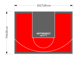 76M2/744X1017CM CZERWONO-GRAFITOWE BOISKO DO KOSZYKÓWKI SPEEDSPORT HEXA POWER PRO