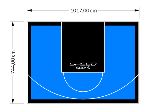 76M2/744X1017CM BŁĘKITNO-CZARNE BOISKO DO KOSZYKÓWKI SPEEDSPORT HEXA POWER PRO