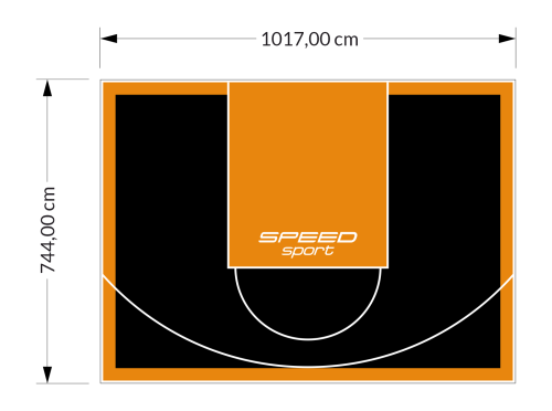 76M2/744X1017CM CZARNO-POMARAŃCZOWE BOISKO DO KOSZYKÓWKI SPEEDSPORT HEXA POWER PRO