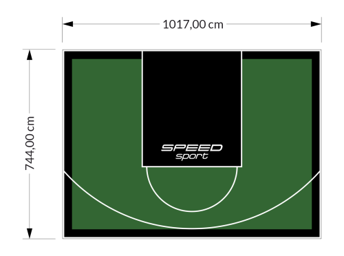 76M2/744X1017CM ZIELONO-CZARNE BOISKO DO KOSZYKÓWKI SPEEDSPORT HEXA POWER PRO
