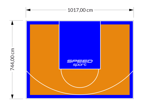 76M2/744X1017CM POMARAŃCZOWO-NIEBIESKIE BOISKO DO KOSZYKÓWKI SPEEDSPORT HEXA POWER PRO