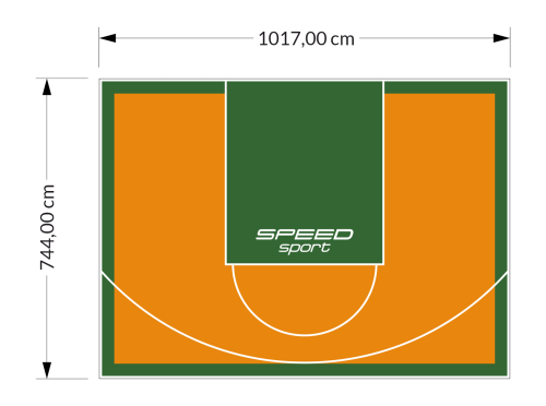 76M2/744X1017CM POMARAŃCZOWO-ZIELONE BOISKO DO KOSZYKÓWKI SPEEDSPORT HEXA POWER PRO