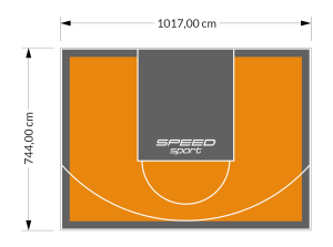 76M2/744X1017CM POMARAŃCZOWO-GRAFITOWE BOISKO DO KOSZYKÓWKI SPEEDSPORT HEXA POWER PRO