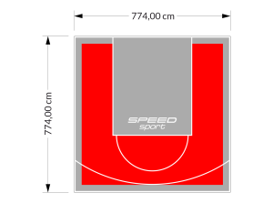 60M2/774X774CM CZERWONO-SZARE BOISKO DO KOSZYKÓWKI SPEEDSPORT HEXA POWER PRO