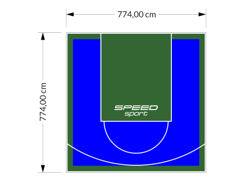 60M2/774X774CM NIEBIESKO-ZIELONE BOISKO DO KOSZYKÓWKI SPEEDSPORT HEXA POWER PRO