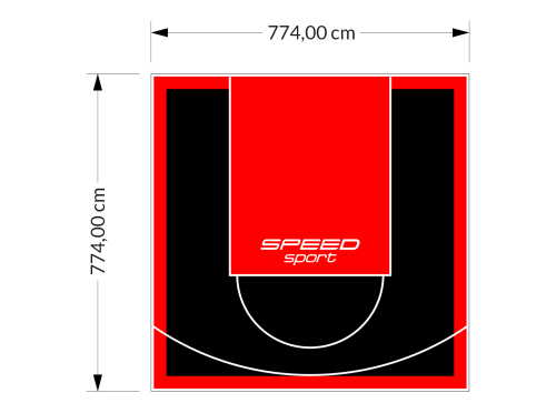 60M2/774X774CM CZARNO-CZERWONE BOISKO DO KOSZYKÓWKI SPEEDSPORT HEXA POWER PRO
