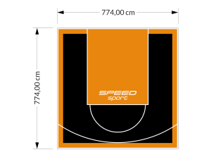 60M2/774X774CM CZARNO-POMARAŃCZOWE BOISKO DO KOSZYKÓWKI SPEEDSPORT HEXA POWER PRO