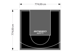 60M2/774X774CM CZARNO-GRAFITOWE BOISKO DO KOSZYKÓWKI SPEEDSPORT HEXA POWER PRO