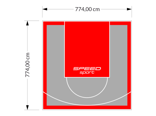 60M2/774X774CM SZARO-CZERWONE BOISKO DO KOSZYKÓWKI SPEEDSPORT HEXA POWER PRO