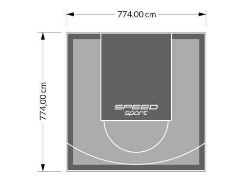 60M2/774X774CM SZARO-GRAFITOWE BOISKO DO KOSZYKÓWKI SPEEDSPORT HEXA POWER PRO