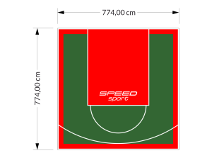 60M2/774X774CM ZIELONO-CZERWONE BOISKO DO KOSZYKÓWKI SPEEDSPORT HEXA POWER PRO