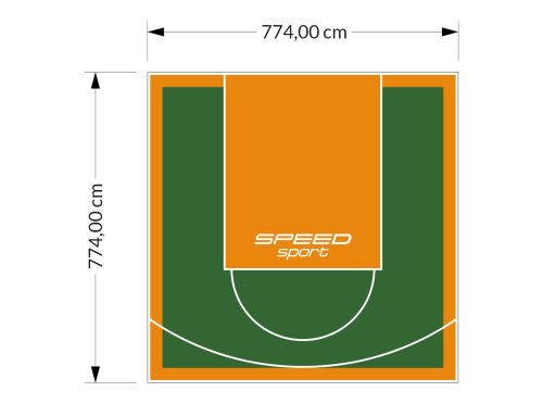 60M2/774X774CM ZIELONO-POMARAŃCZOWE BOISKO DO KOSZYKÓWKI SPEEDSPORT HEXA POWER PRO