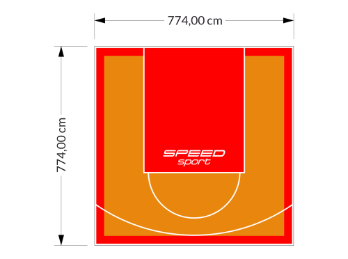 60M2/774X774CM POMARAŃCZOWO-CZERWONE BOISKO DO KOSZYKÓWKI SPEEDSPORT HEXA POWER PRO