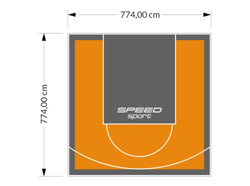 60M2/774X774CM POMARAŃCZOWO-GRAFITOWE BOISKO DO KOSZYKÓWKI SPEEDSPORT HEXA POWER PRO