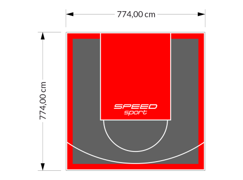 60M2/774X774CM GRAFITOWO-CZERWONE BOISKO DO KOSZYKÓWKI SPEEDSPORT HEXA POWER PRO