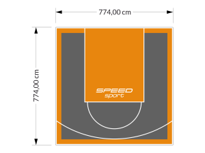 60M2/774X774CM GRAFITOWO-POMARAŃCZOWE BOISKO DO KOSZYKÓWKI SPEEDSPORT HEXA POWER PRO