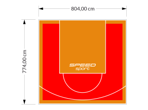 62M2/774X804CM CZERWONO-POMARAŃCZOWE BOISKO DO KOSZYKÓWKI SPEEDSPORT HEXA POWER PRO