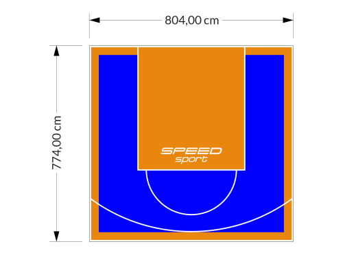 62M2/774X804CM NIEBIESKO-POMARAŃCZOWE BOISKO DO KOSZYKÓWKI SPEEDSPORT HEXA POWER PRO