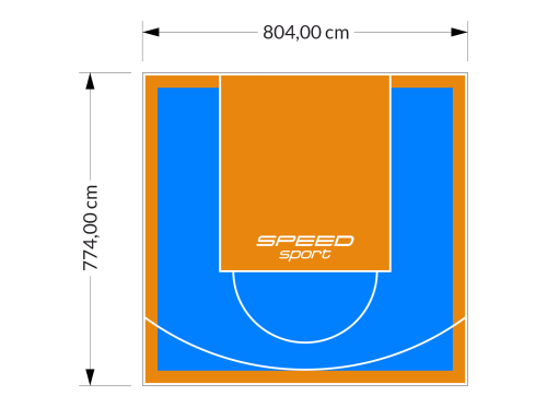 62M2/774X804CM BŁĘKITNO-POMARAŃCZOWE BOISKO DO KOSZYKÓWKI SPEEDSPORT HEXA POWER PRO