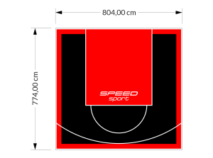 62M2/774X804CM CZARNO-CZERWONE BOISKO DO KOSZYKÓWKI SPEEDSPORT HEXA POWER PRO