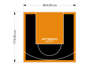 62M2/774X804CM CZARNO-POMARAŃCZOWE BOISKO DO KOSZYKÓWKI SPEEDSPORT HEXA POWER PRO