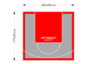 62M2/774X804CM SZARO-CZERWONE BOISKO DO KOSZYKÓWKI SPEEDSPORT HEXA POWER PRO