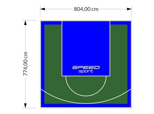 62M2/774X804CM ZIELONO-NIEBIESKIE BOISKO DO KOSZYKÓWKI SPEEDSPORT HEXA POWER PRO