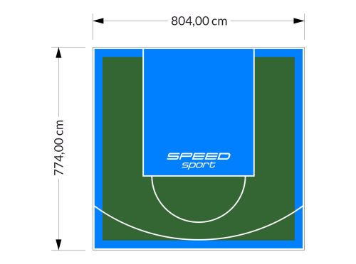 62M2/774X804CM ZIELONO-BŁĘKITNE BOISKO DO KOSZYKÓWKI SPEEDSPORT HEXA POWER PRO