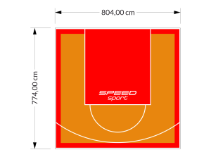 62M2/774X804CM POMARAŃCZOWO-CZERWONE BOISKO DO KOSZYKÓWKI SPEEDSPORT HEXA POWER PRO