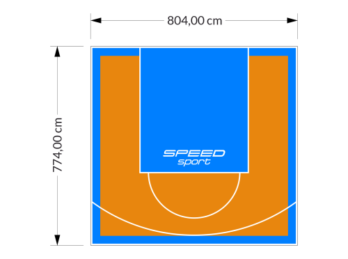 62M2/774X804CM POMARAŃCZOWO-BŁĘKITNE BOISKO DO KOSZYKÓWKI SPEEDSPORT HEXA POWER PRO