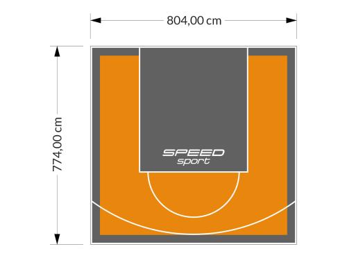 62M2/774X804CM POMARAŃCZOWO-GRAFITOWE BOISKO DO KOSZYKÓWKI SPEEDSPORT HEXA POWER PRO