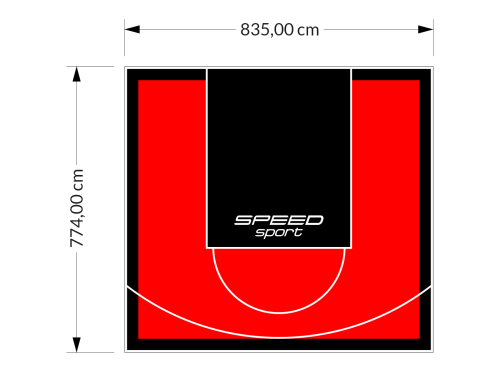 65M2/774X835CM CZERWONO-CZARNE BOISKO DO KOSZYKÓWKI SPEEDSPORT HEXA POWER PRO